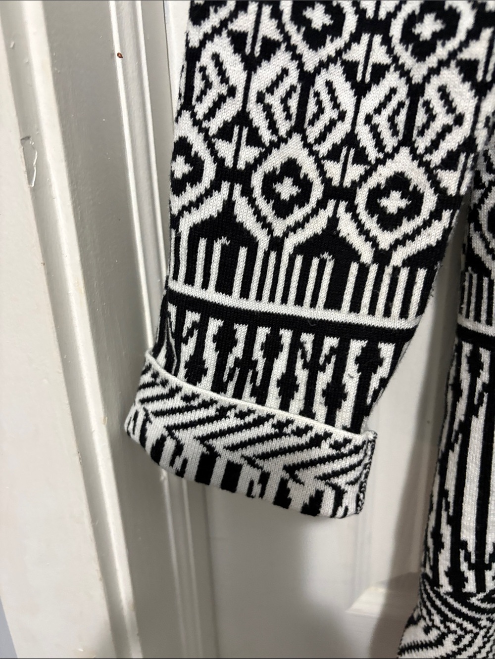 Ruby Rd. Black & White Patterned Open Front Cardigan Jacket - Picture 3 of 8